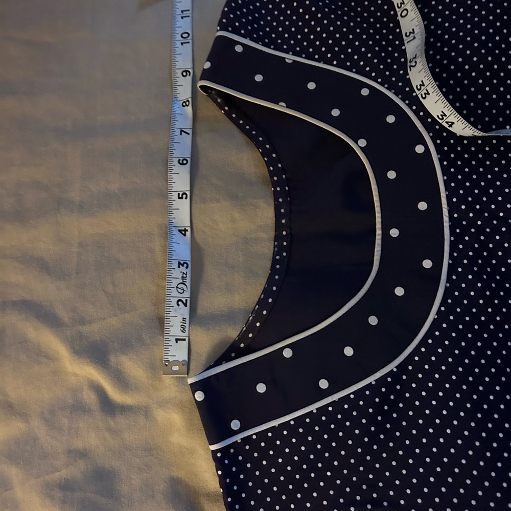 Polka Dot Navy Sleeveless shalwar kameez with Contrast Trim